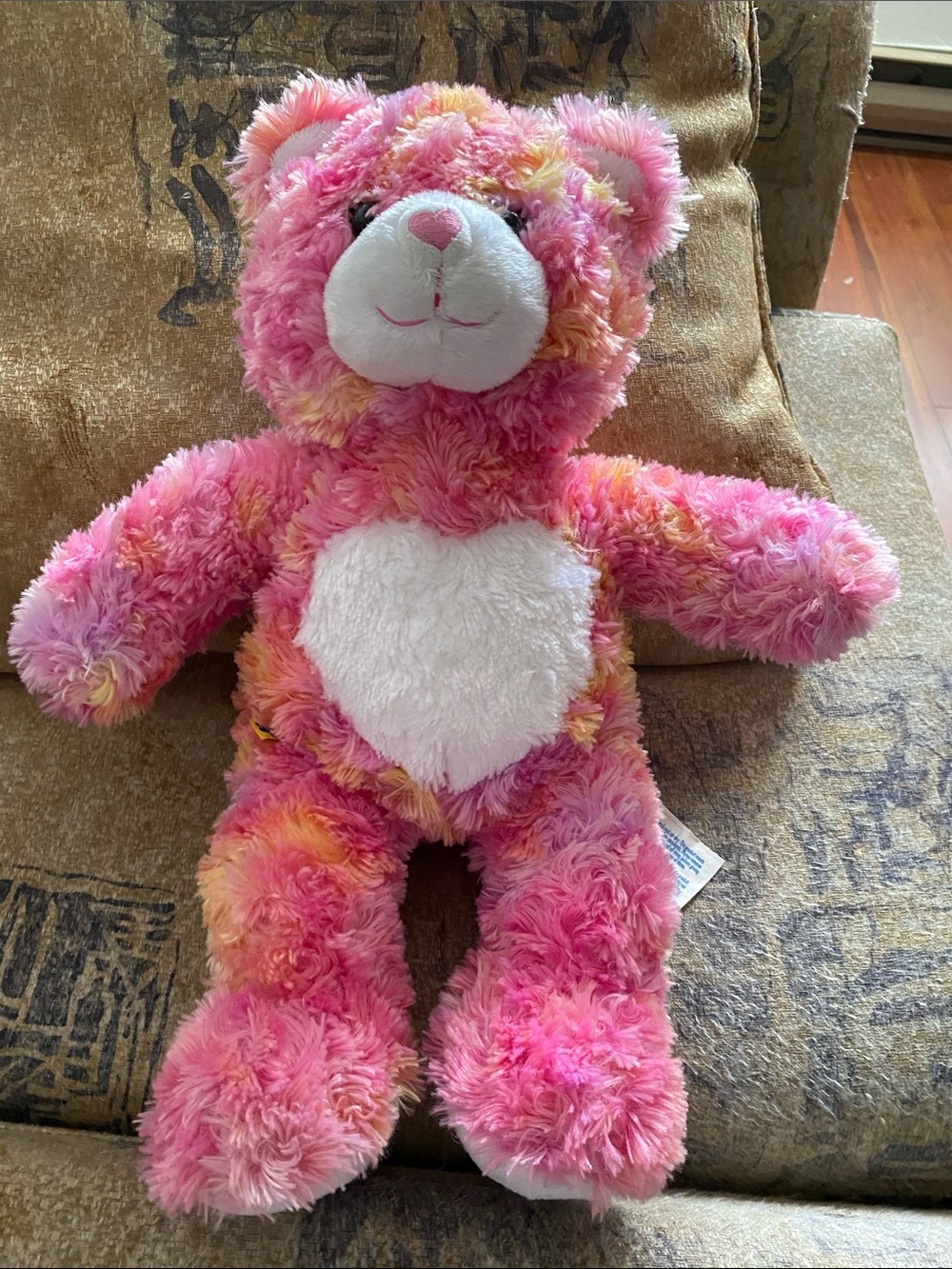 Build-A-Bear Pink Multicolor Heart Plush Bear